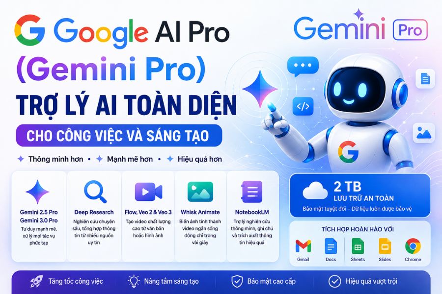 Tài Khoản Google AI Pro (Gemini Pro) Chính Hãng